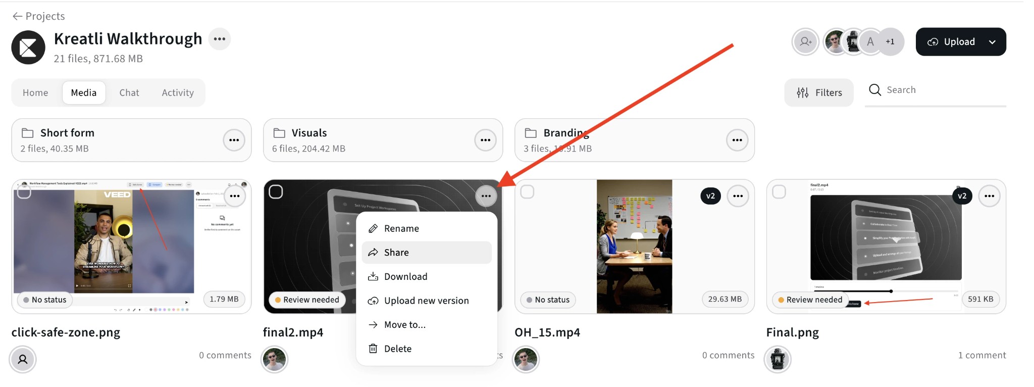 Get send-video link in Kreatli