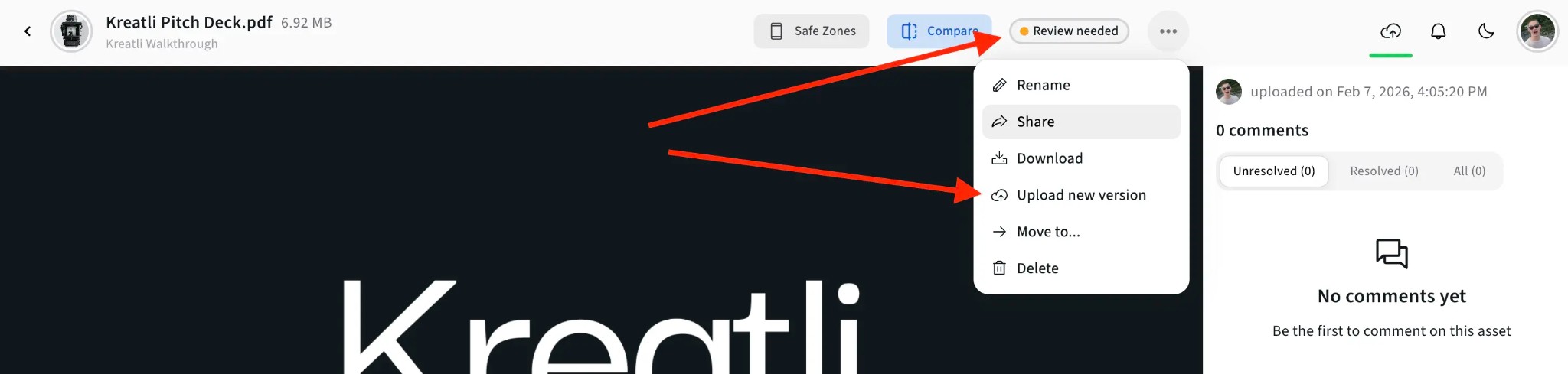 Share and track image annotations in Kreatli